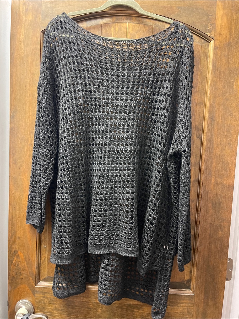 Black Open-Knit Swim Cover Up